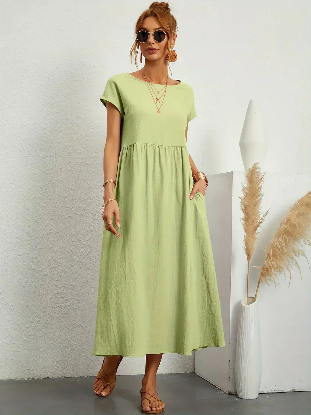 Gabrielle™ — Robe Midi Fluide avec Élégance Intemporelle
