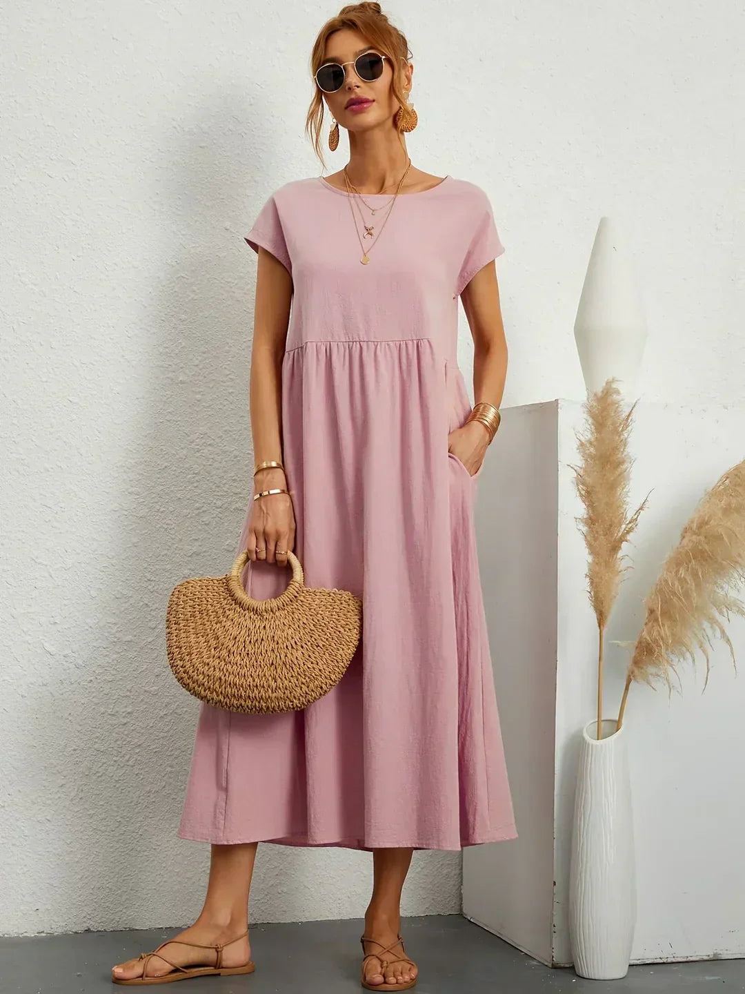 Gabrielle™ — Robe Midi Fluide avec Élégance Intemporelle