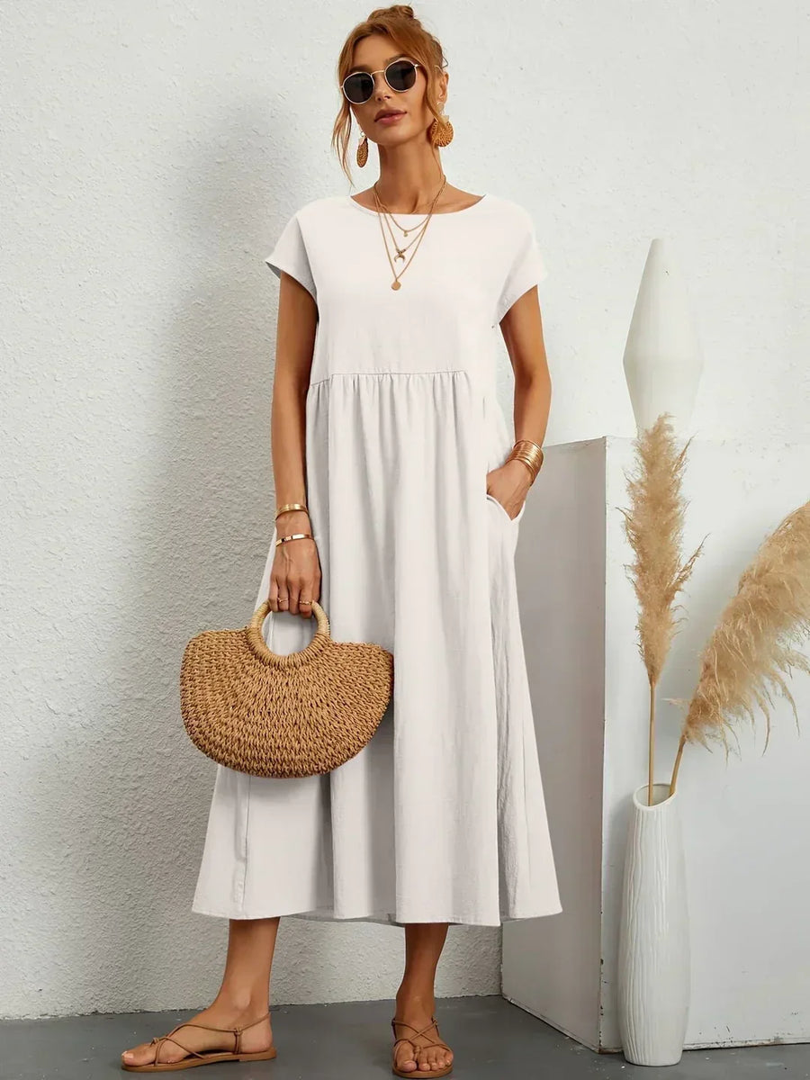 Gabrielle™ — Robe Midi Fluide avec Élégance Intemporelle