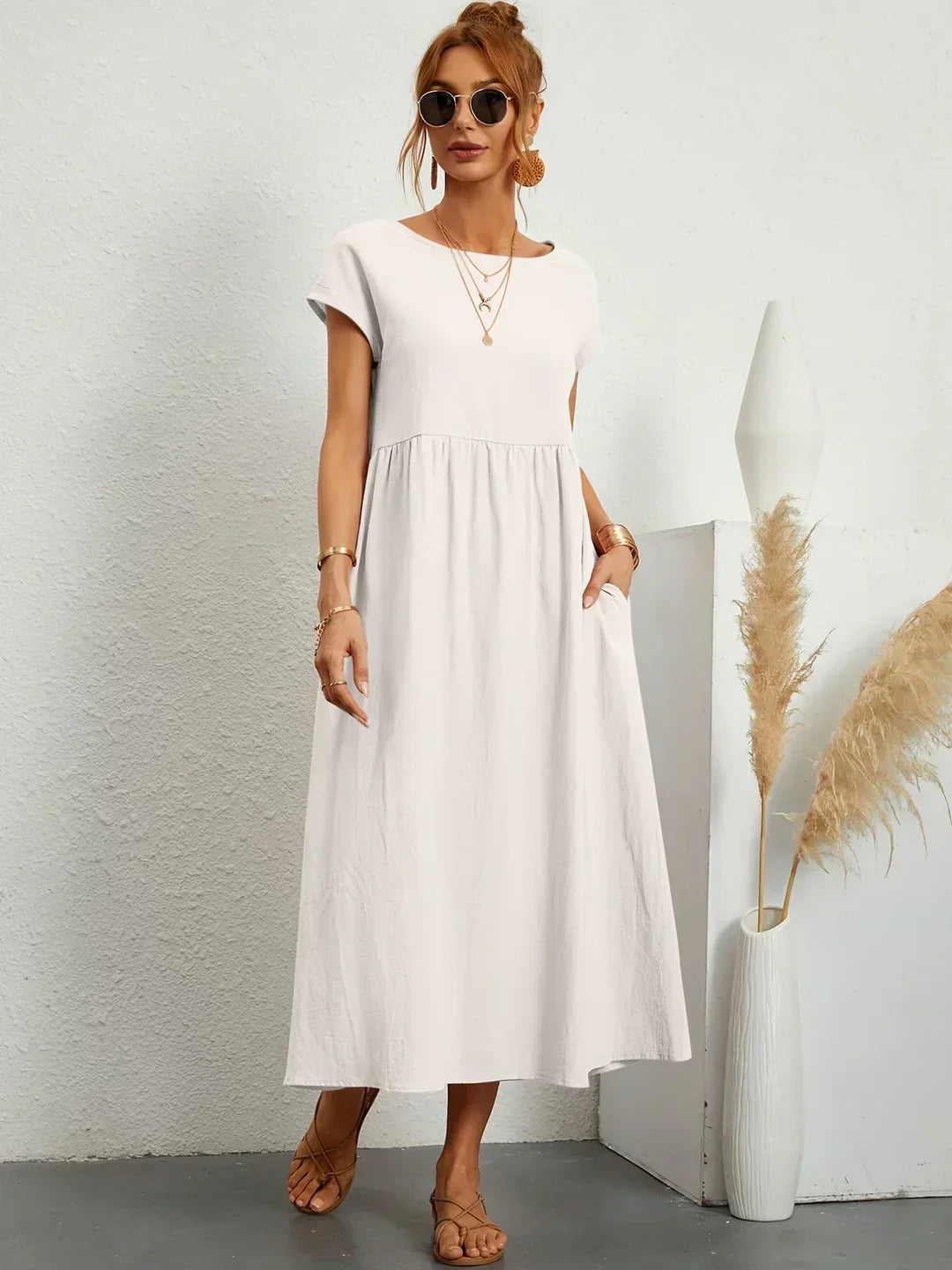 Gabrielle™ — Robe Midi Fluide avec Élégance Intemporelle