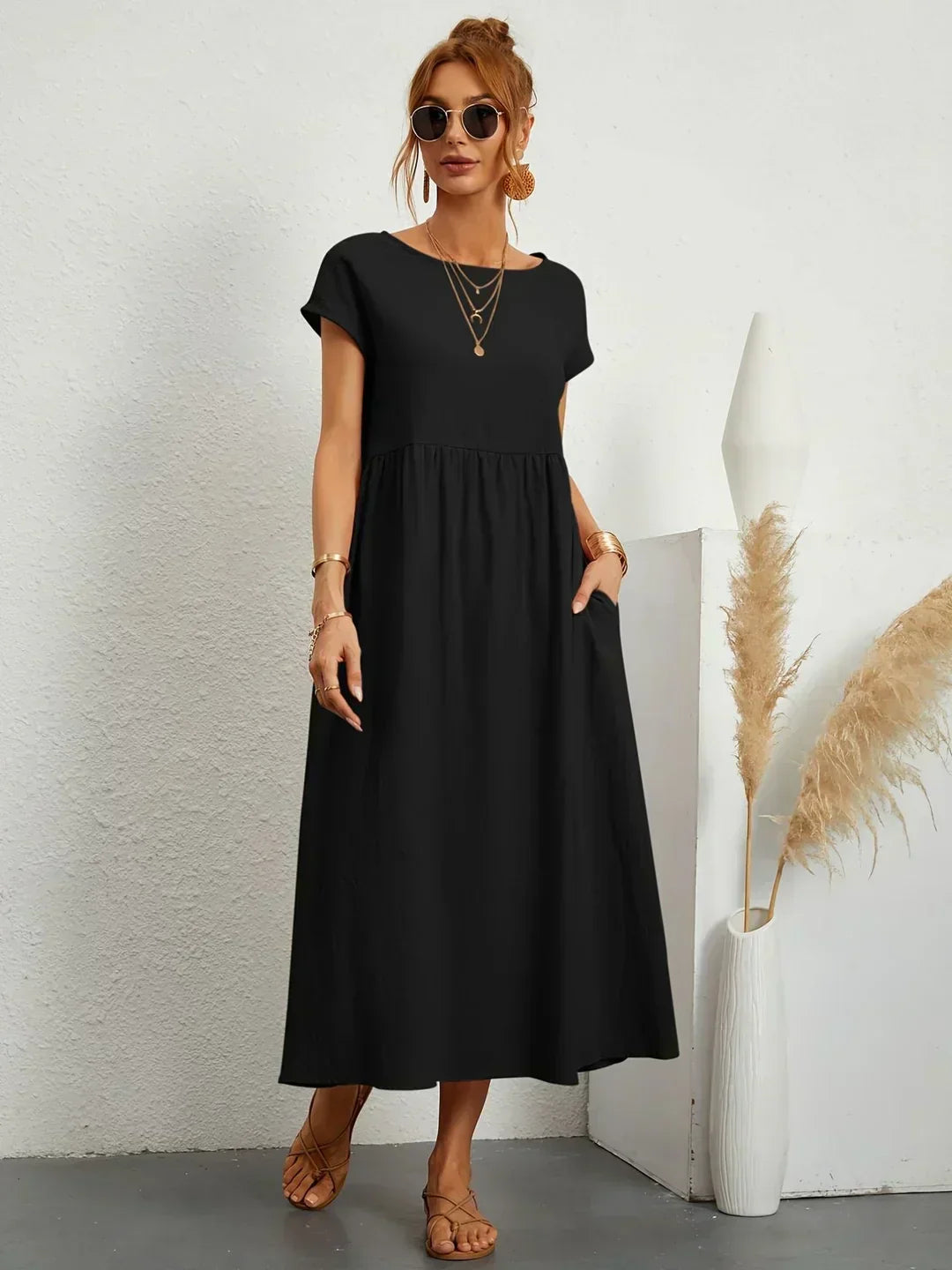 Gabrielle™ — Robe Midi Fluide avec Élégance Intemporelle