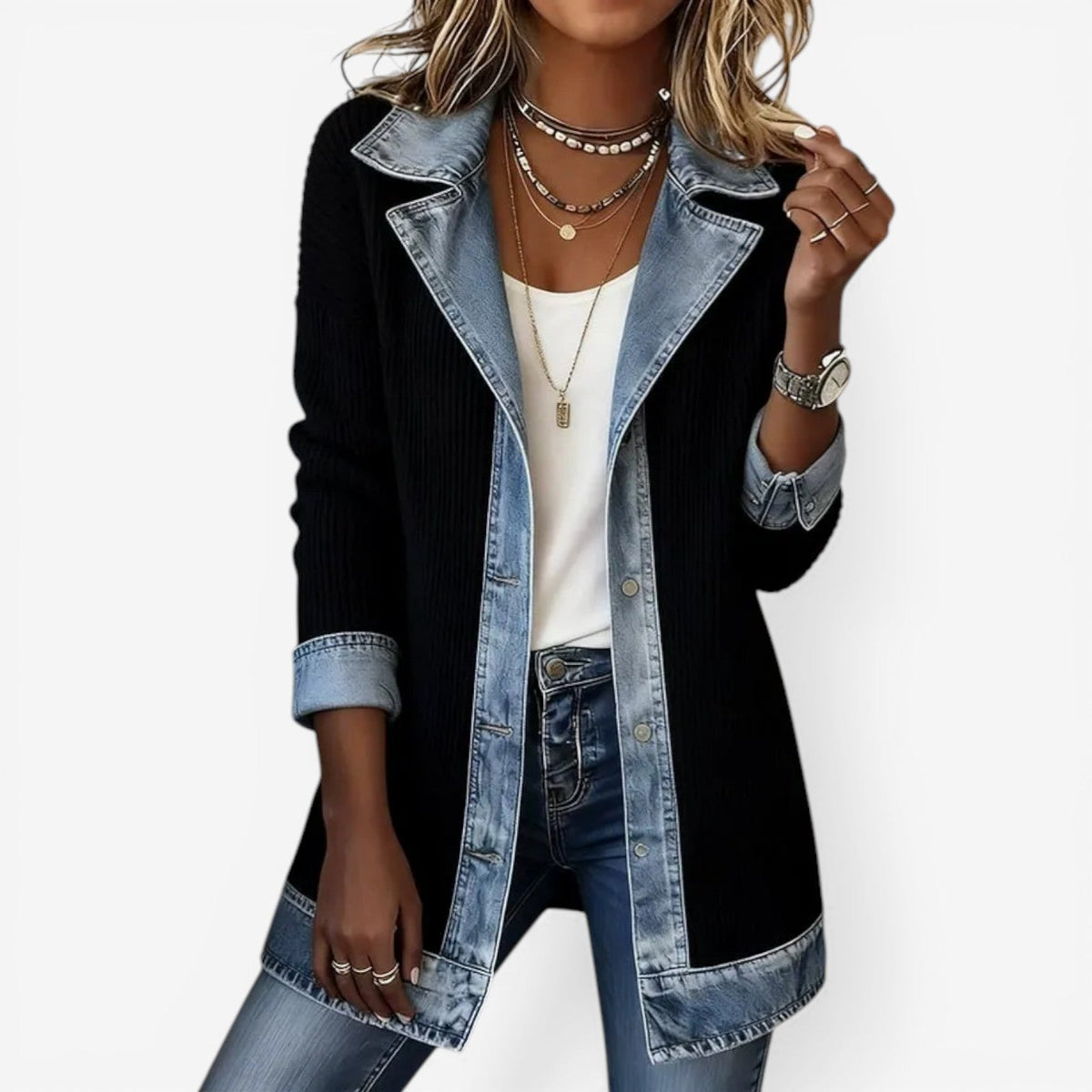 Emilia™ Veste en denim mélangé
