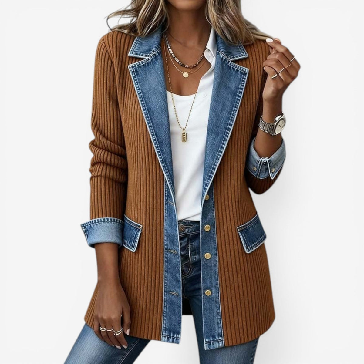 Emilia™ Veste en denim mélangé