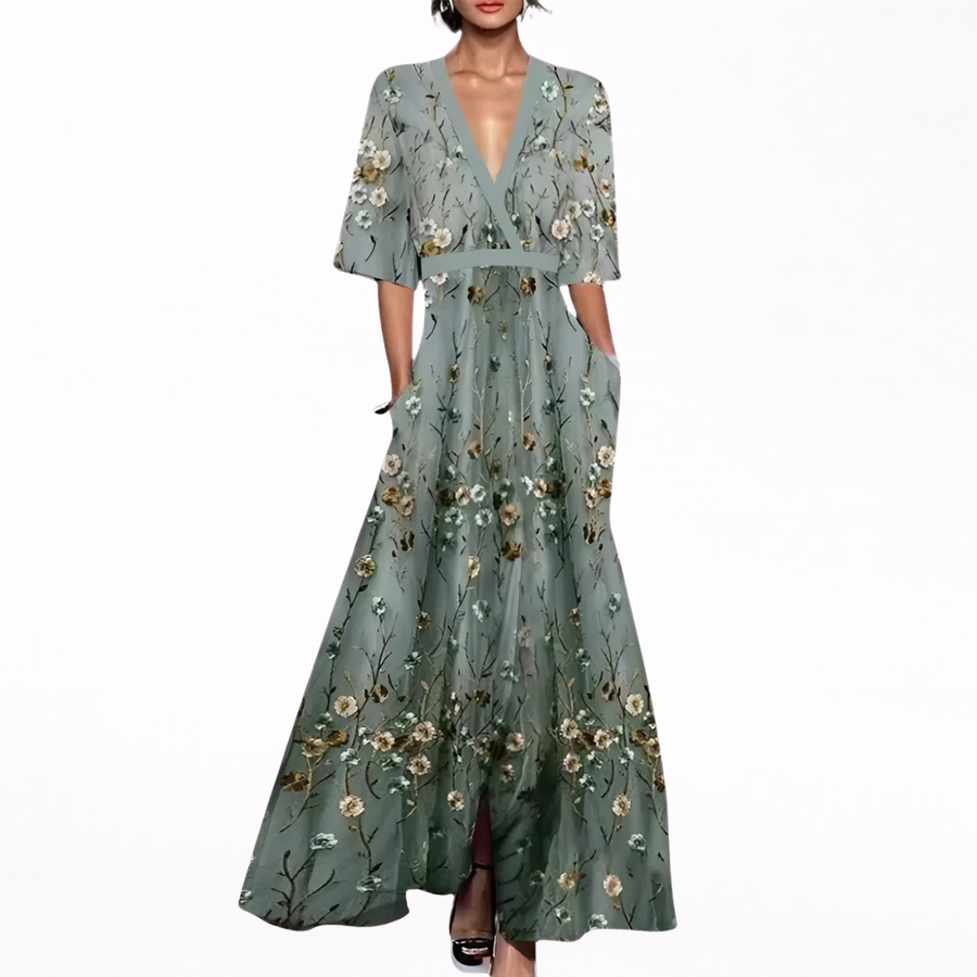 Alma | Robe Longue Élégante avec Fleurs