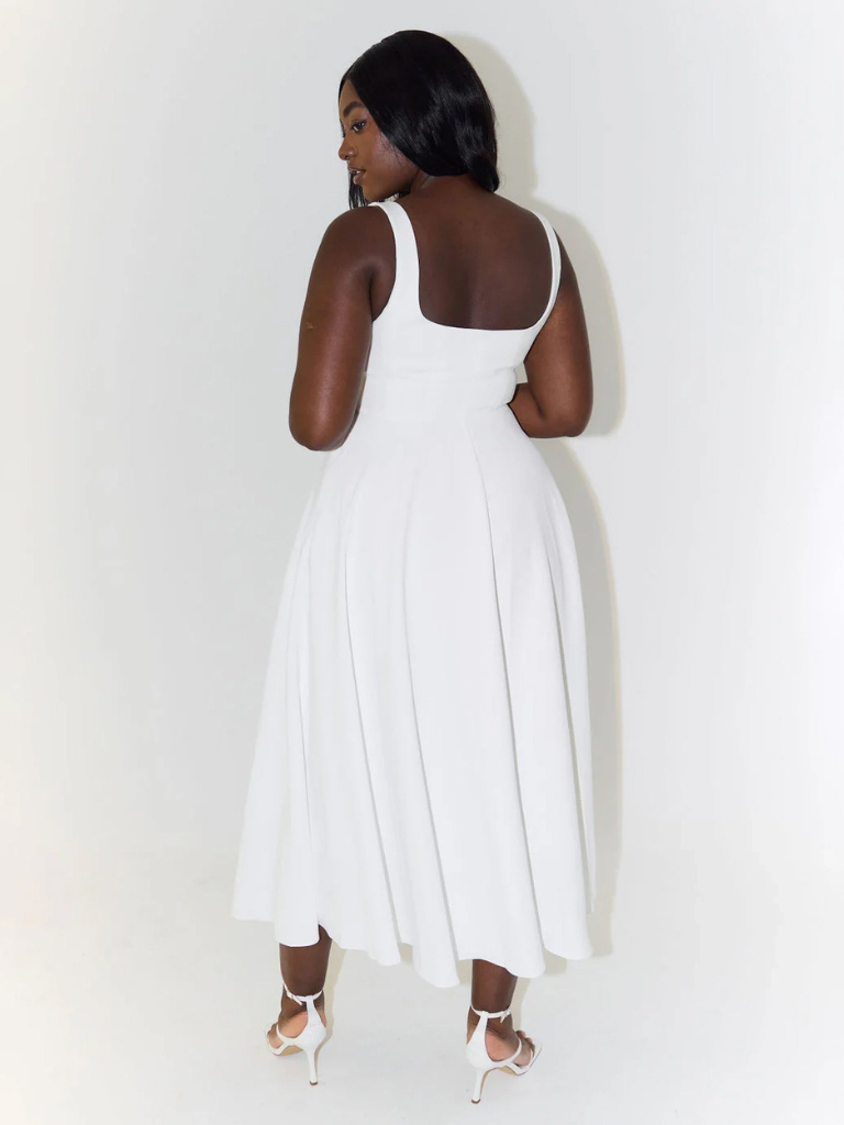 Grace | Robe midi fluide avec décolleté carré