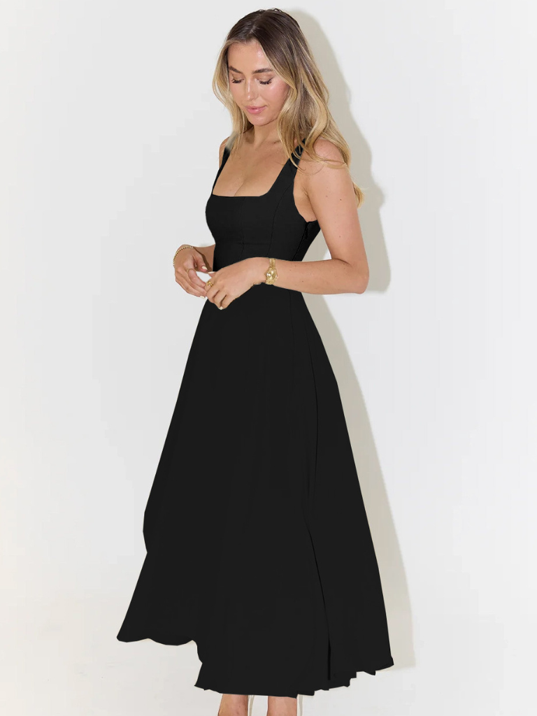 Grace | Robe midi fluide avec décolleté carré