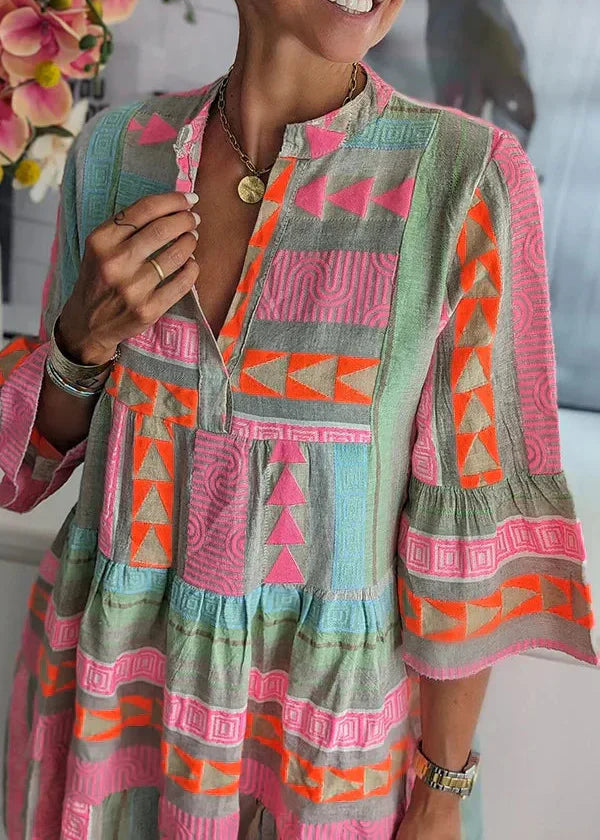 Ava | Robe d'Été à Volants avec Décolleté en V