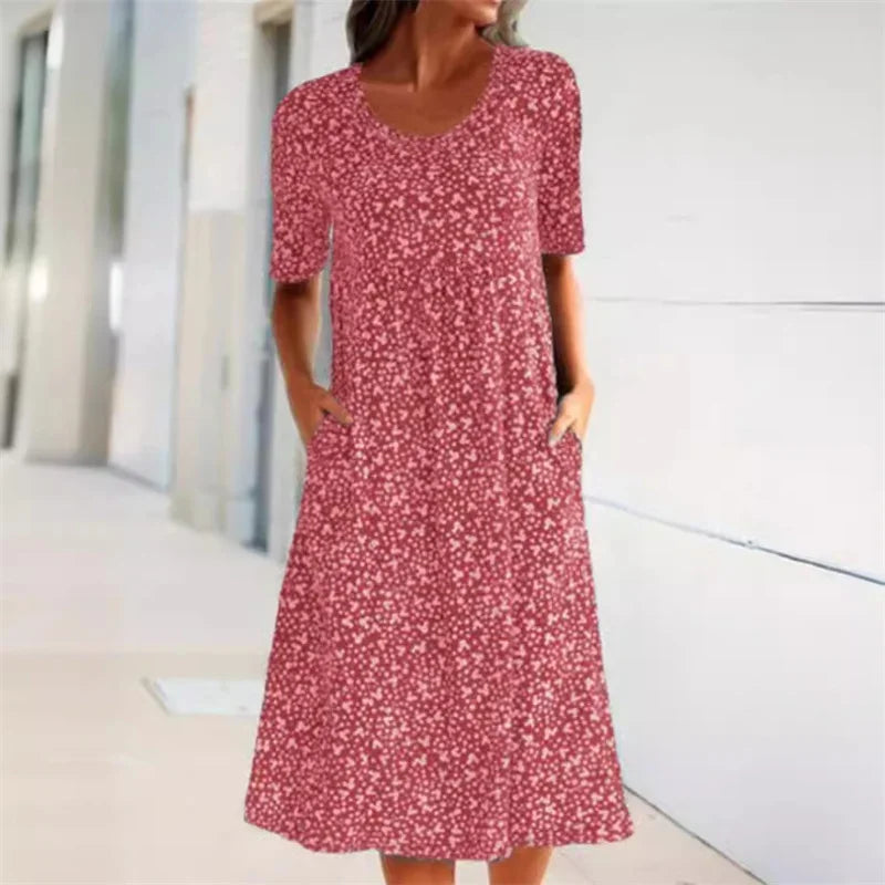 CHLOE | ROBE MIDI À POIS ÉLÉGANTE ET FLATTEUSE POUR LE VENTRE
