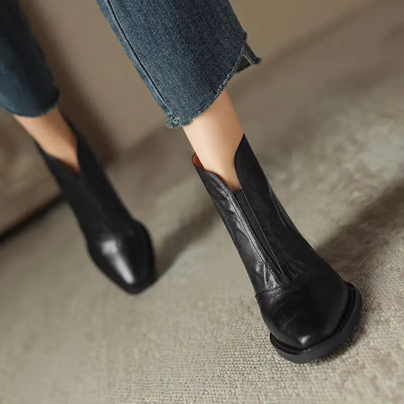 Bottines en cuir peluche Aphixta