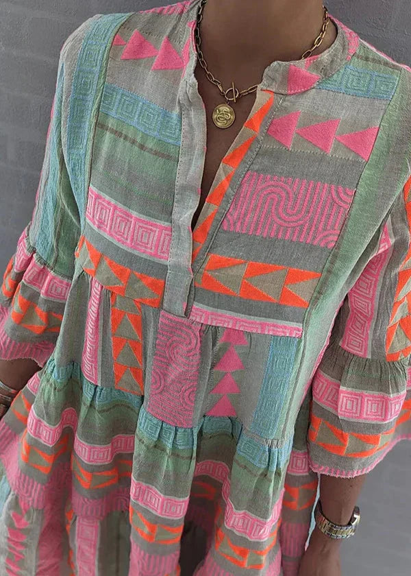 Ava | Robe d'Été à Volants avec Décolleté en V