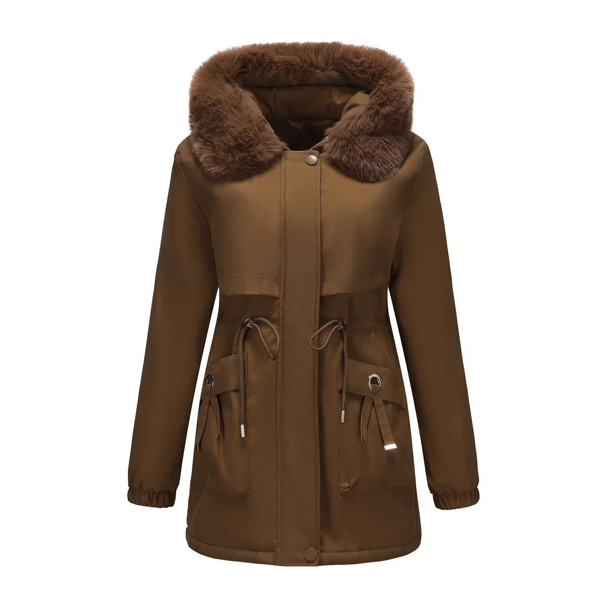 Grâce | Parka d'hiver élégante avec bord en fourrure