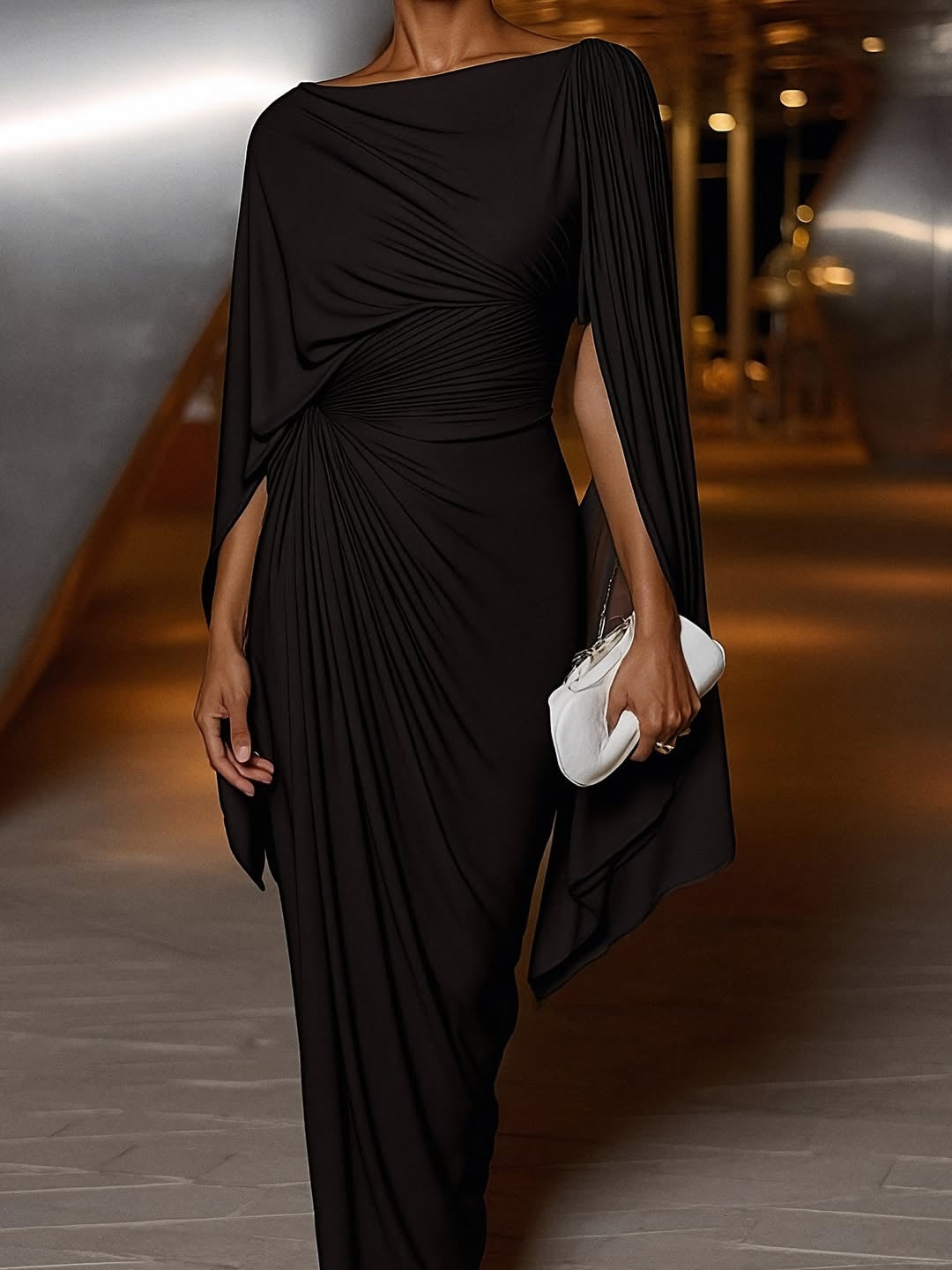 Melyssa – Robe Maxi Drapée Plissée