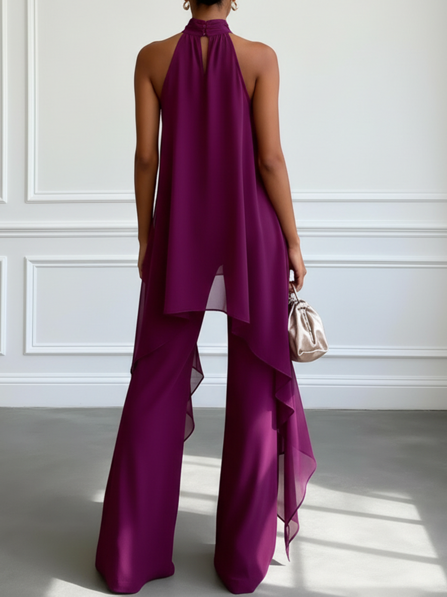 Viola | Ensemble Élégant Halter avec Pantalons