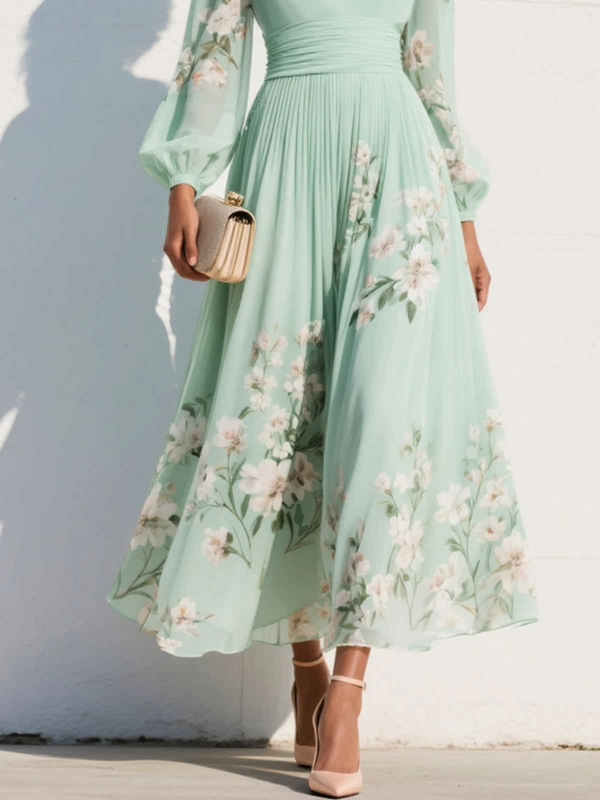 Odelia – Robe Midi Florale avec Silhouette Flottante