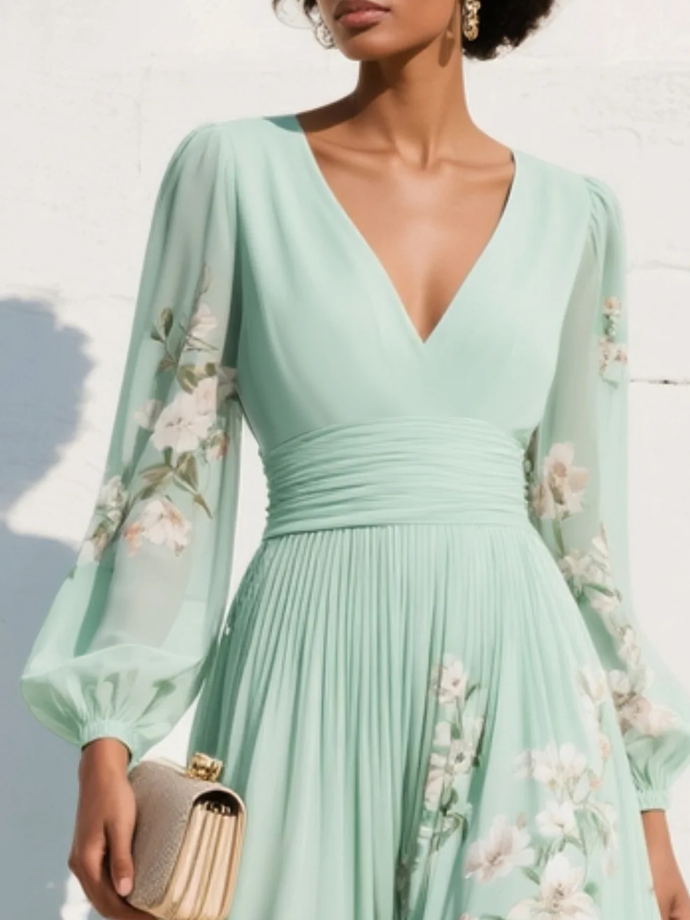 Odelia – Robe Midi Florale avec Silhouette Flottante