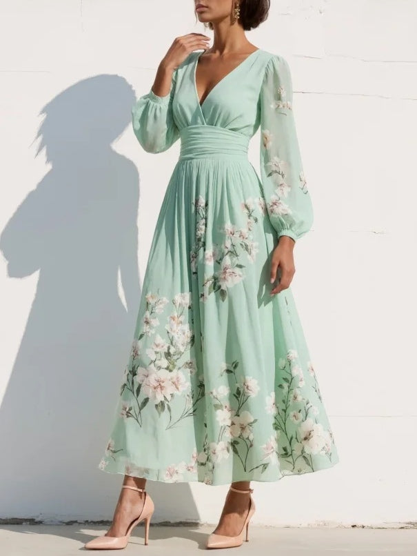 Odelia – Robe Midi Florale avec Silhouette Flottante