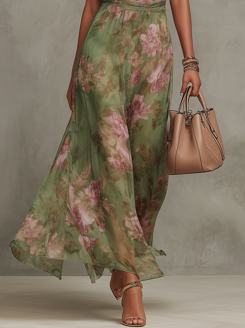 Livia - Robe Maxi Halter Florale Élégante