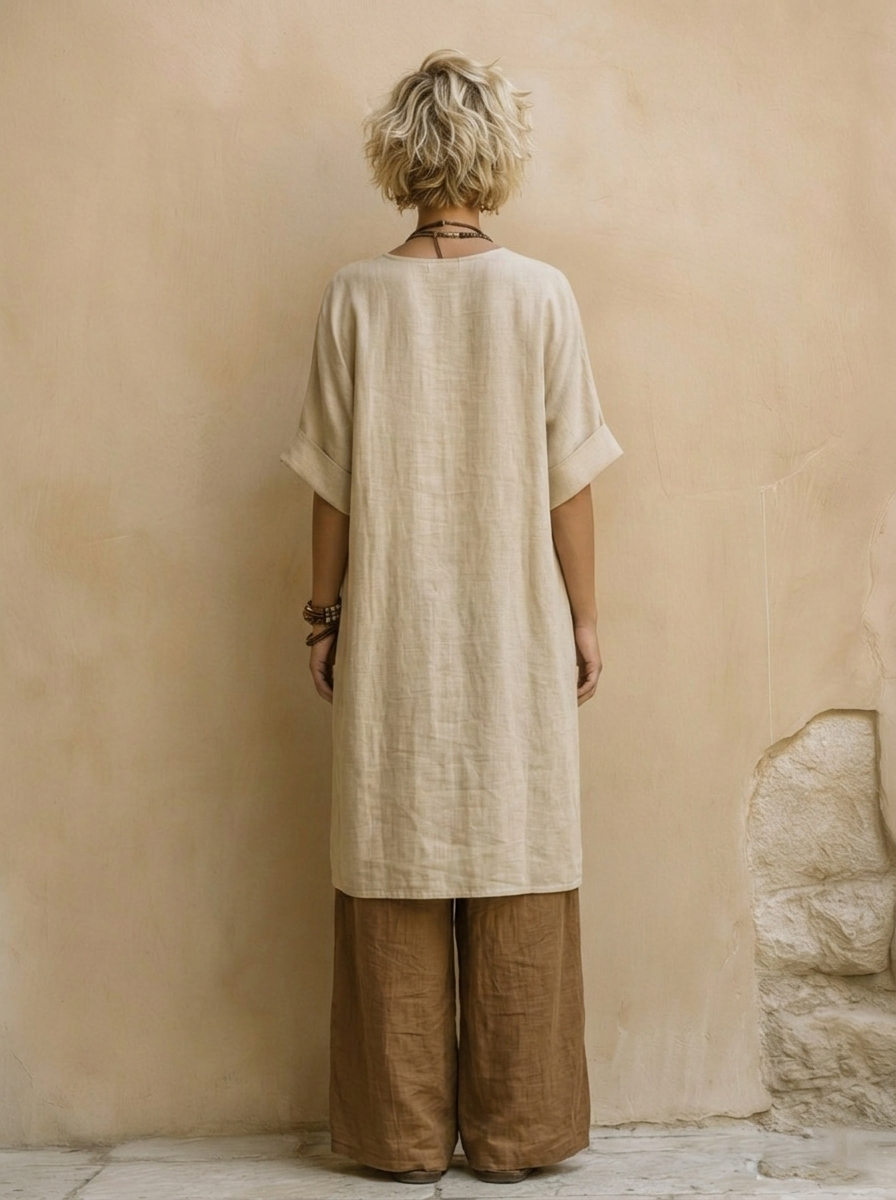 TEODORA - ENSEMBLE ÉTHNIQUE BOHO AVEC KIMONO ET PANTALON PALAZZO