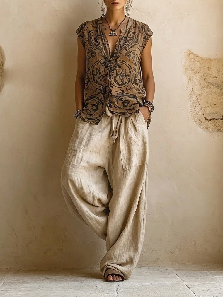 Ensemble Naturel de 3 Pièces™ - Mélange premium de coton et lin