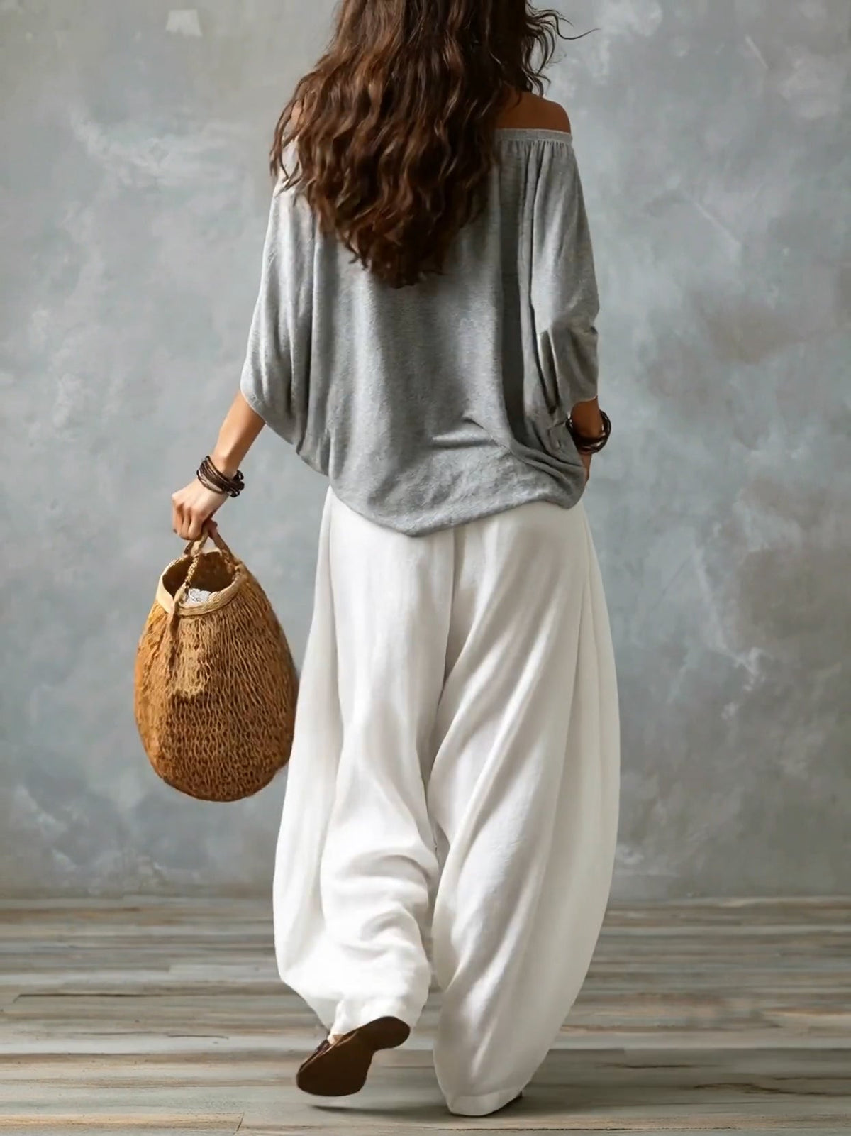 Luna - Ensemble à épaules dénudées et pantalon fluide