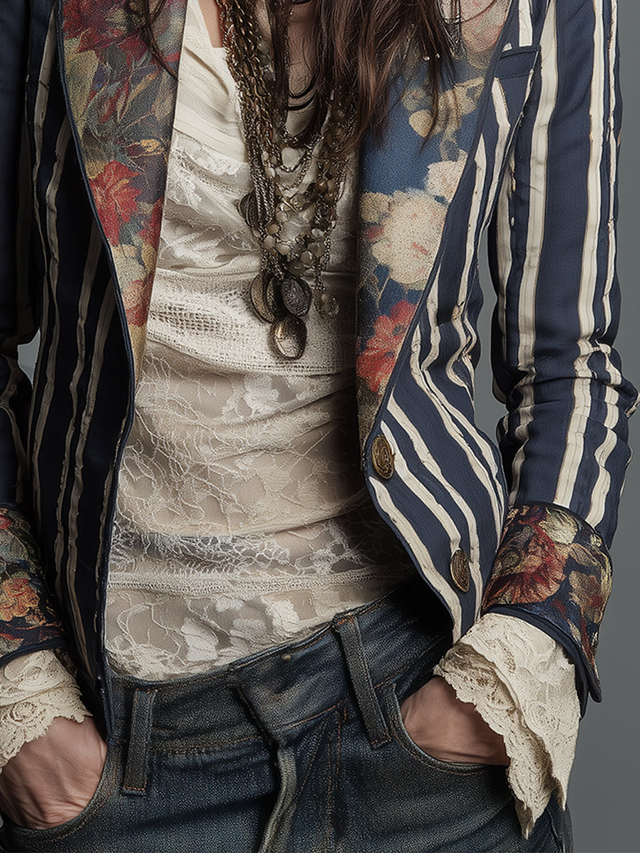 Le Juniper™  | Blazer Rayé Bohémien
