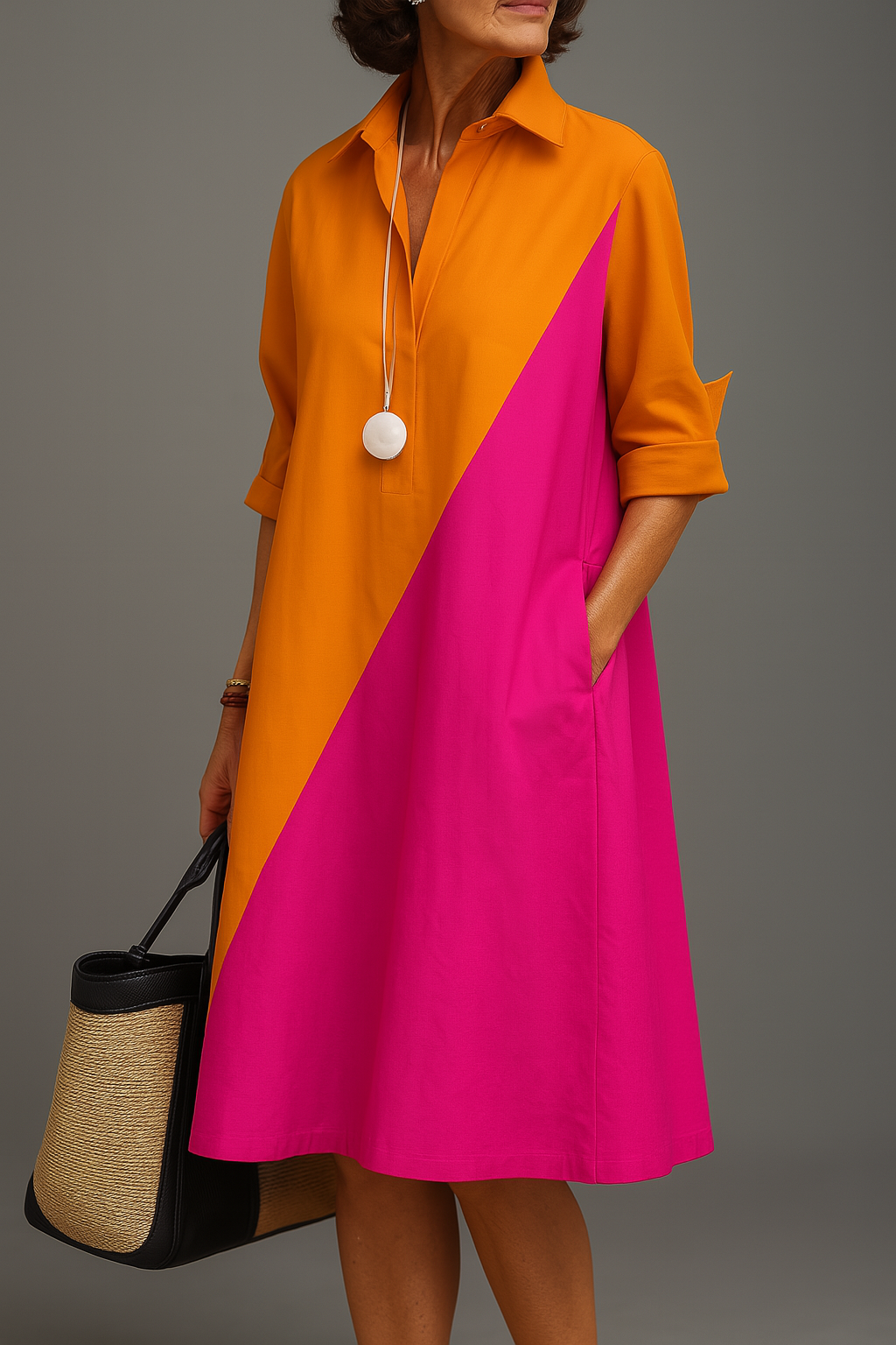 Sabrina - Robe Midi en Coton Élégante