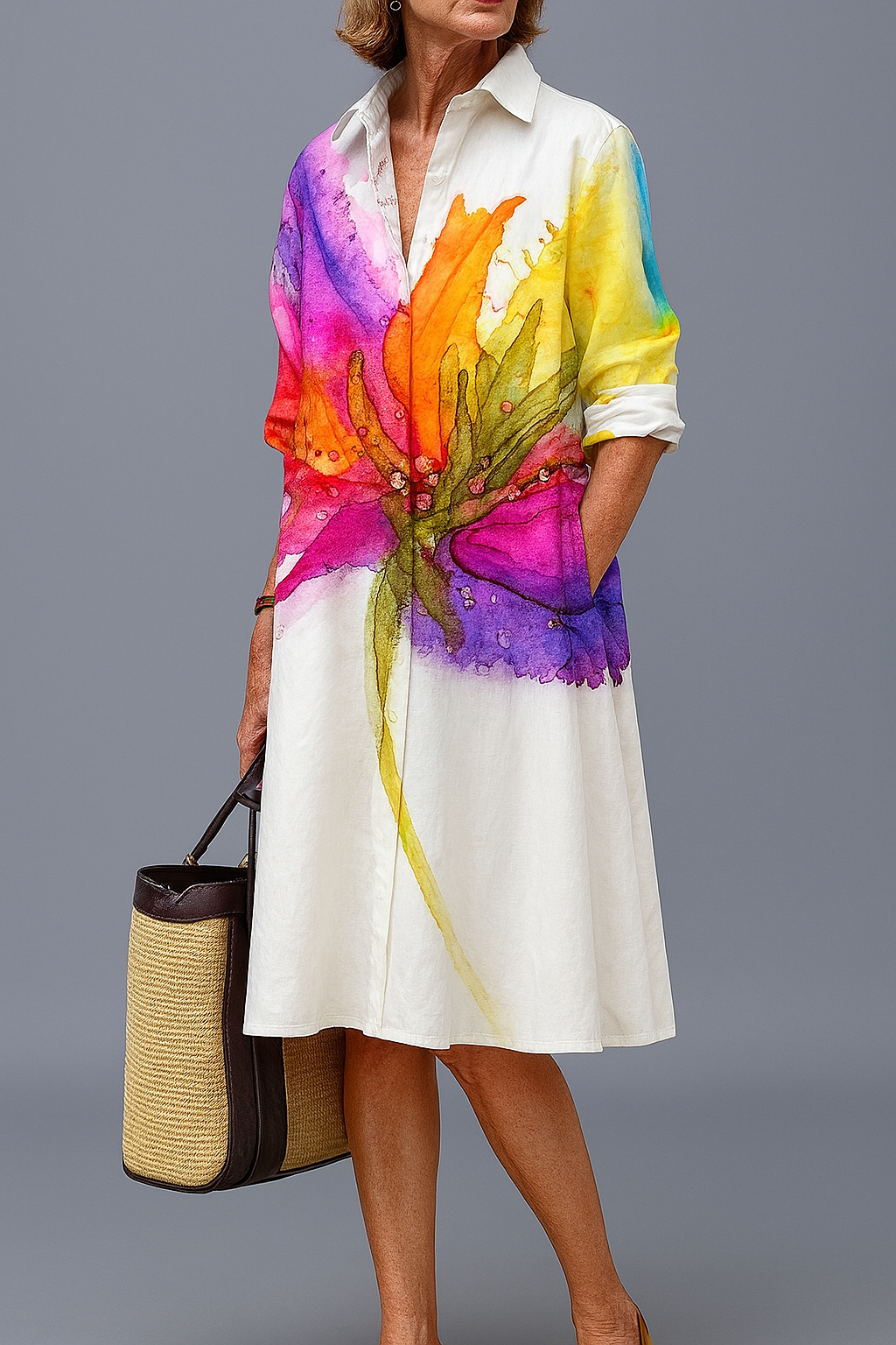 Bridget - Robe Midi en Soie Intemporelle pour Grace