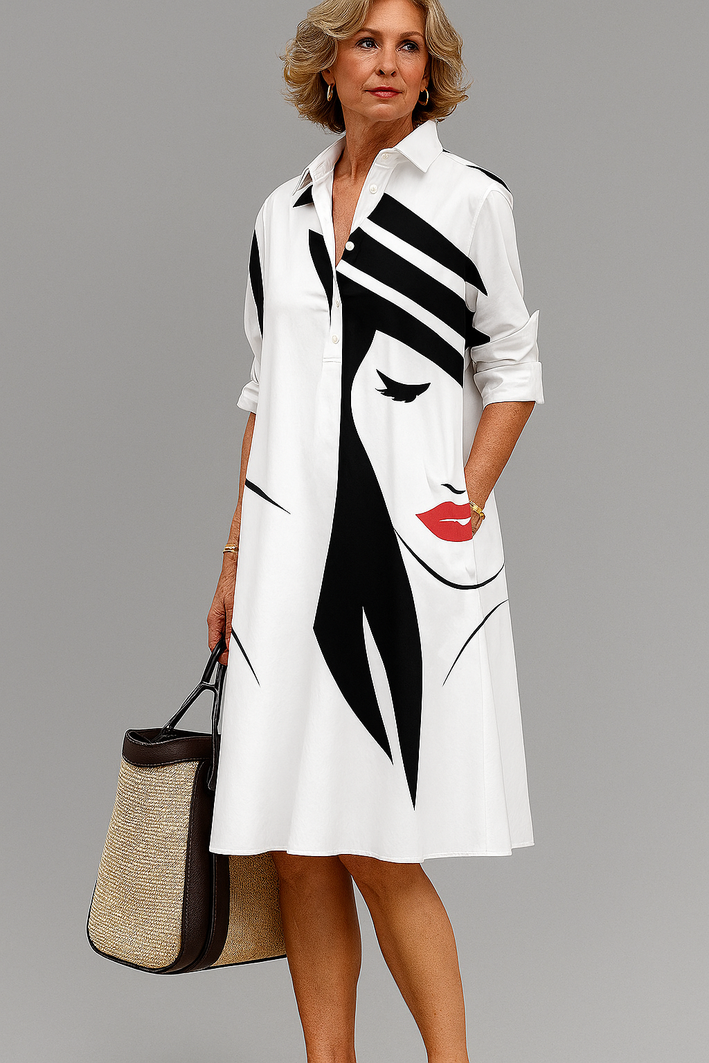 Yvette - Robe Midi en Coton Chic