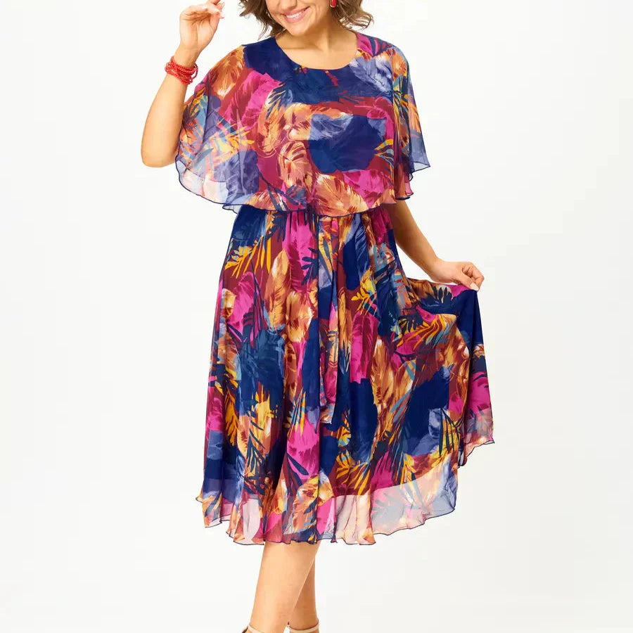 Aitana | Robe midi avec un imprimé vibrant