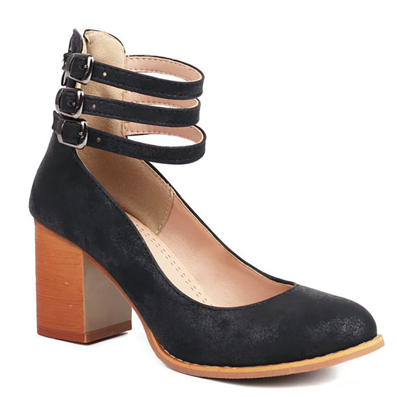 Elisa | Sandales lisses à talon épais