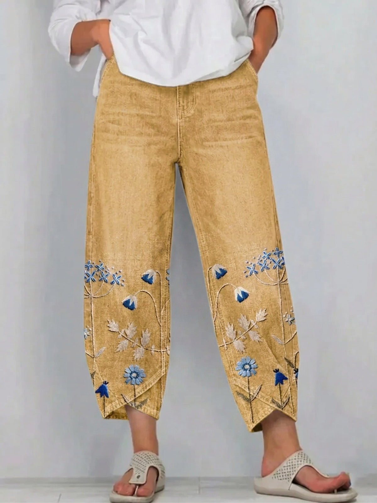 Aven | Pantalons Brodés Chic Décontracté