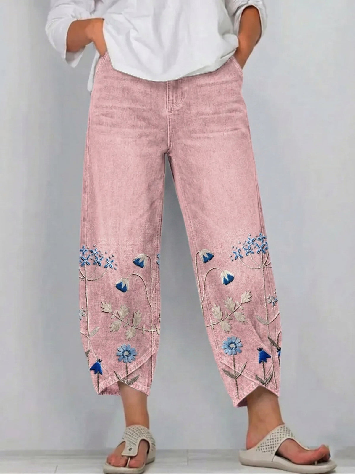 Aven | Pantalons Brodés Chic Décontracté