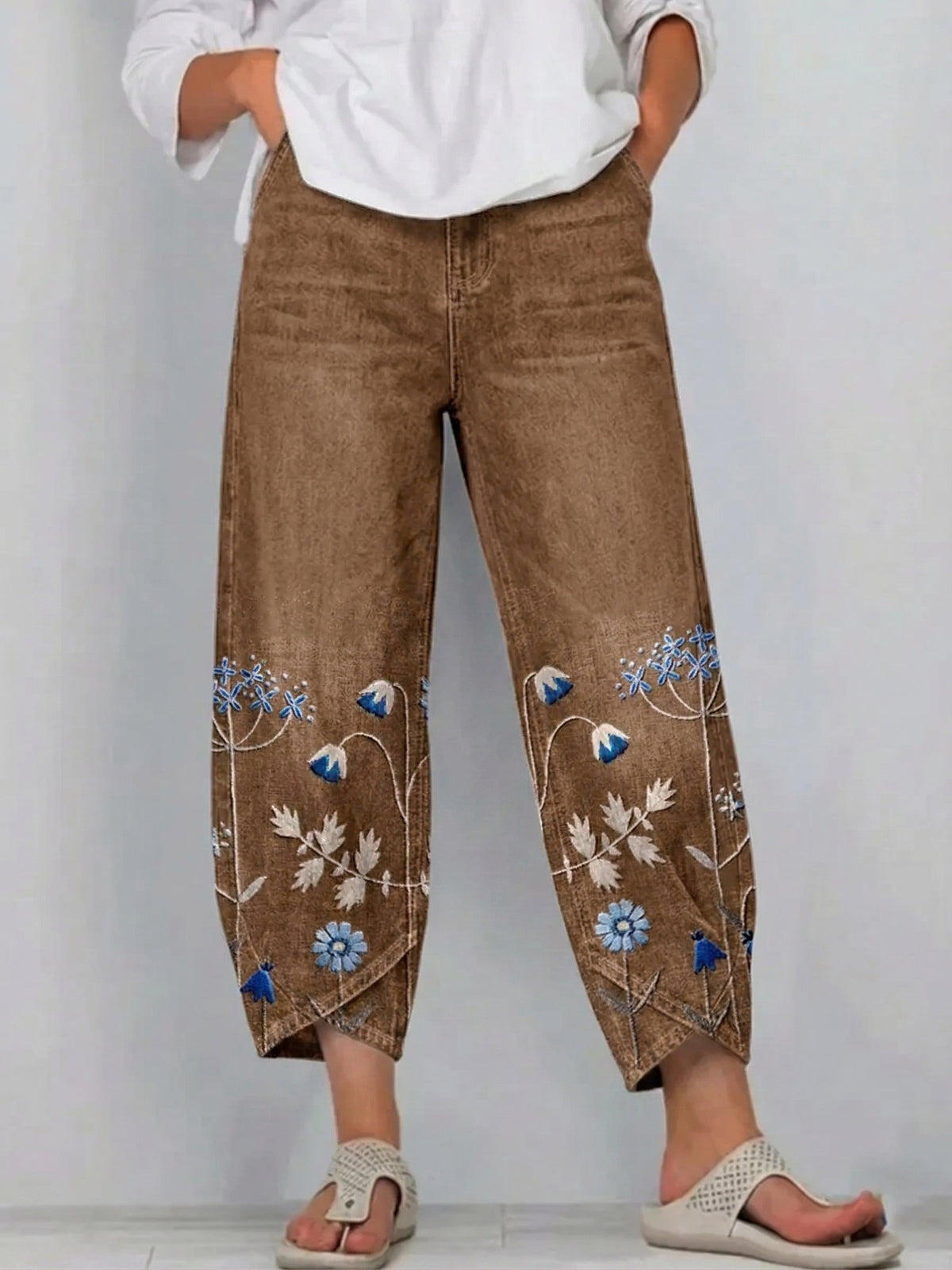 Aven | Pantalons Brodés Chic Décontracté