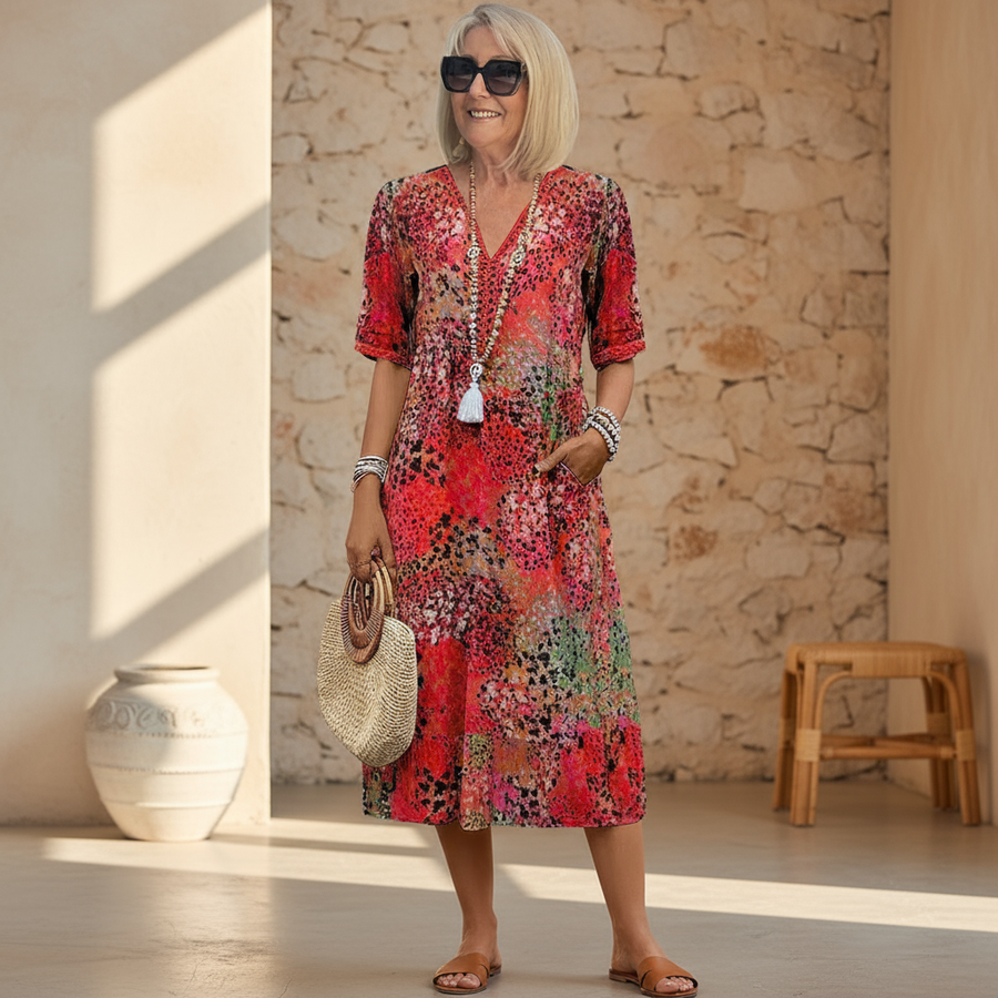 Véronique – Robe midi fluide élégante