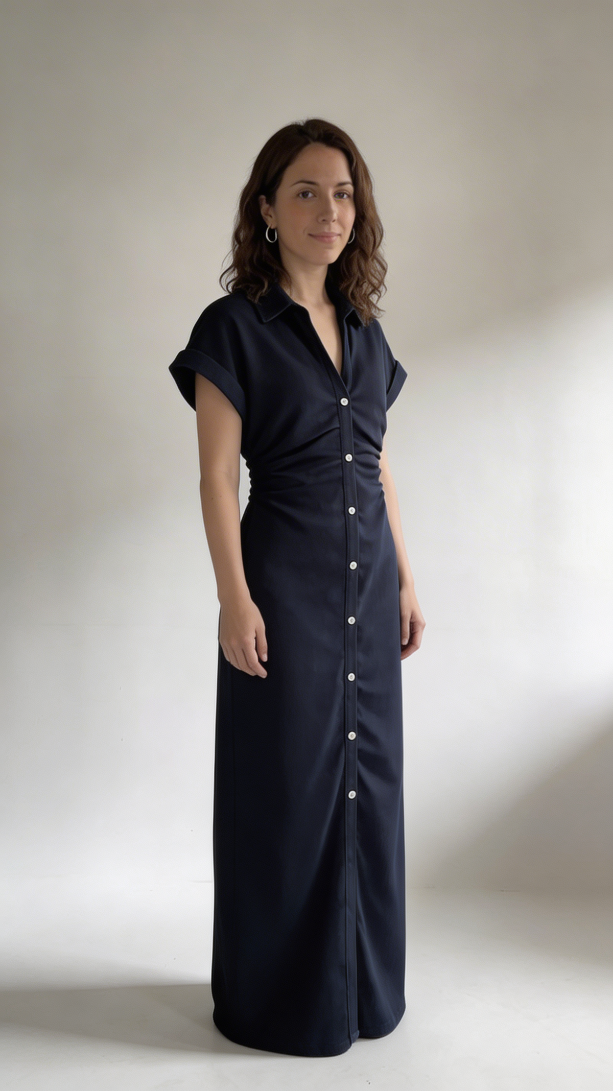 Denim | Robe midi avec boutons