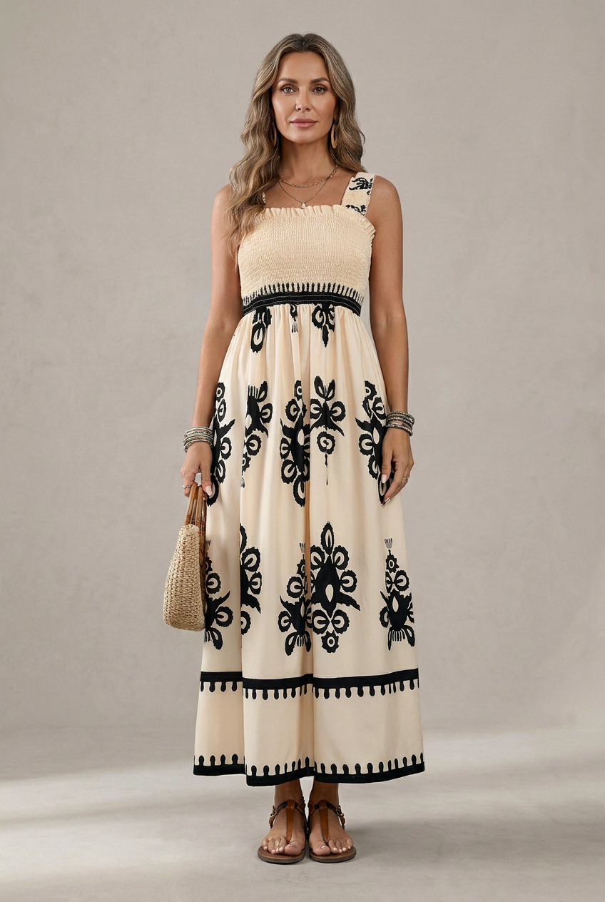 Martina | Robe maxi avec imprimé artistique