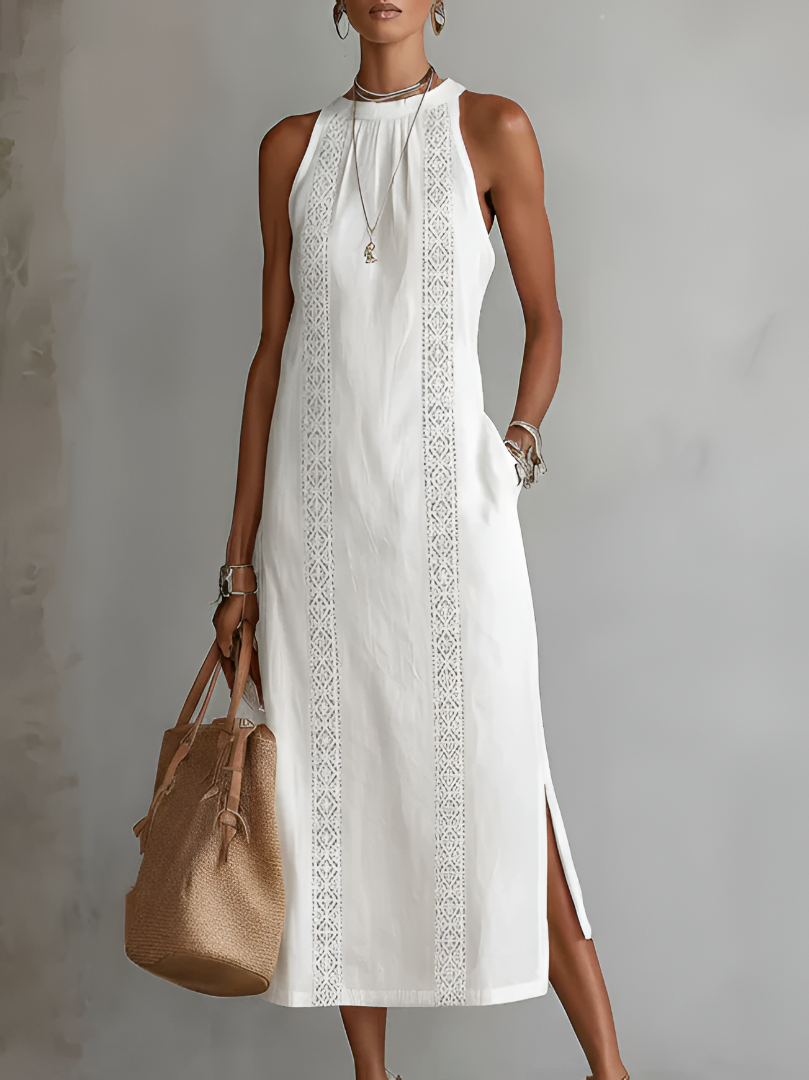 JIMENA | Robe Midi avec Col Mandarin