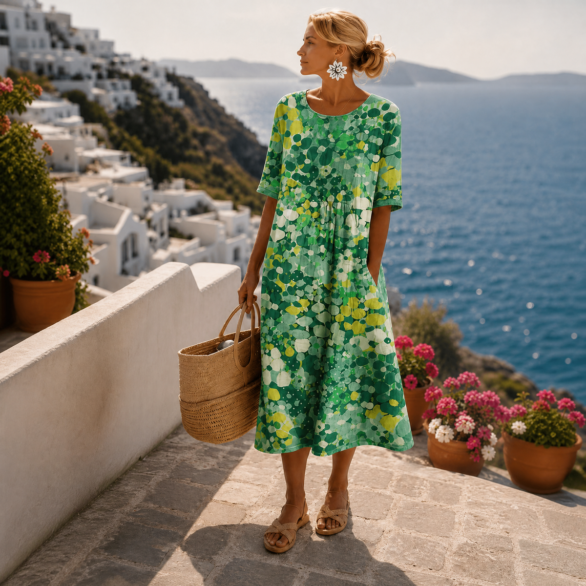Elena | Robe midi florale légère et fluide