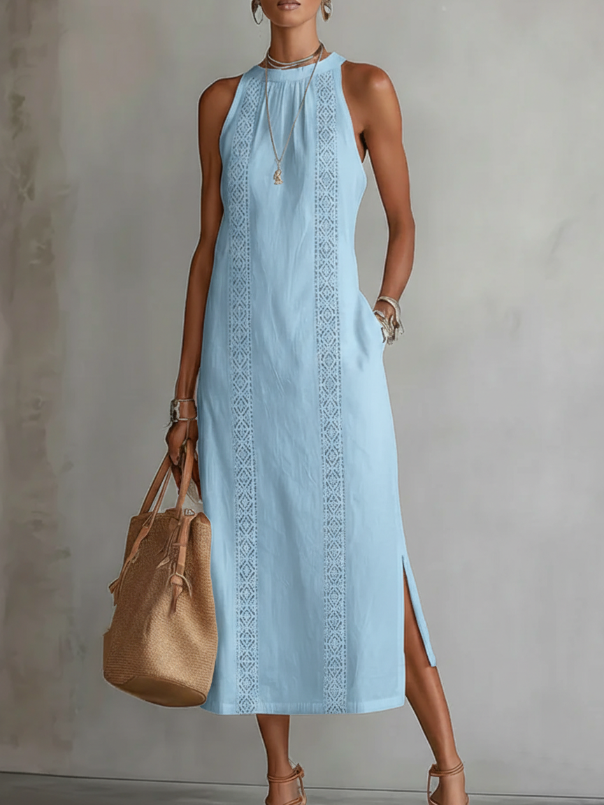 JIMENA | Robe Midi avec Col Mandarin