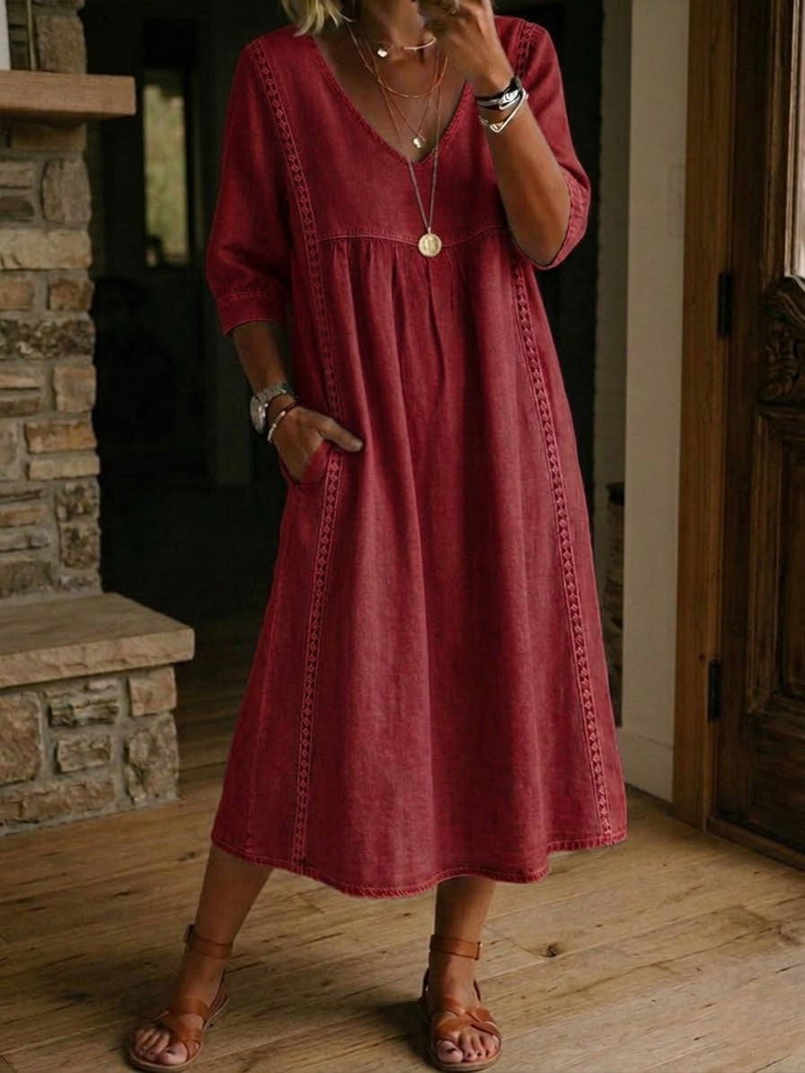 Rossana | Robe Ample En Lin Et Coton Avec Dentelle