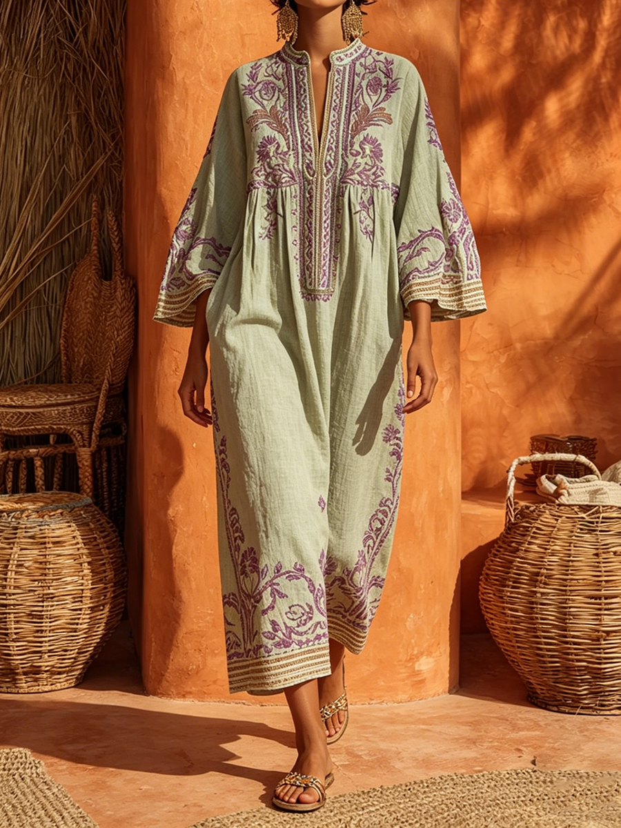 Celestina | Robe boho brodée au charme méditerranéen