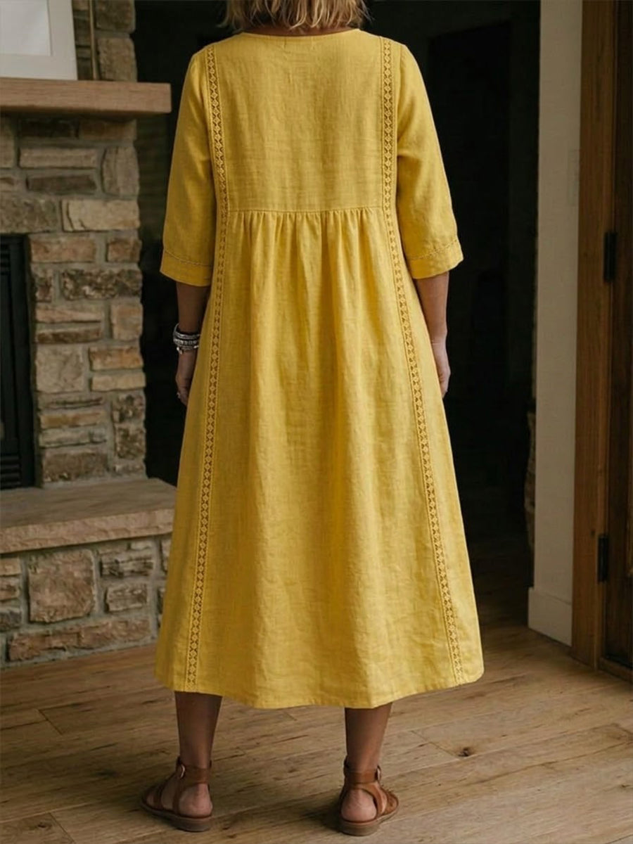 Rossana | Robe Ample En Lin Et Coton Avec Dentelle
