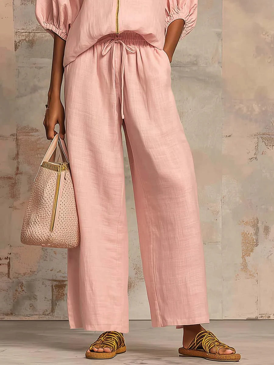 Alba | Ensemble de deux pièces : Chemise de style décontracté et pantalon à jambes larges