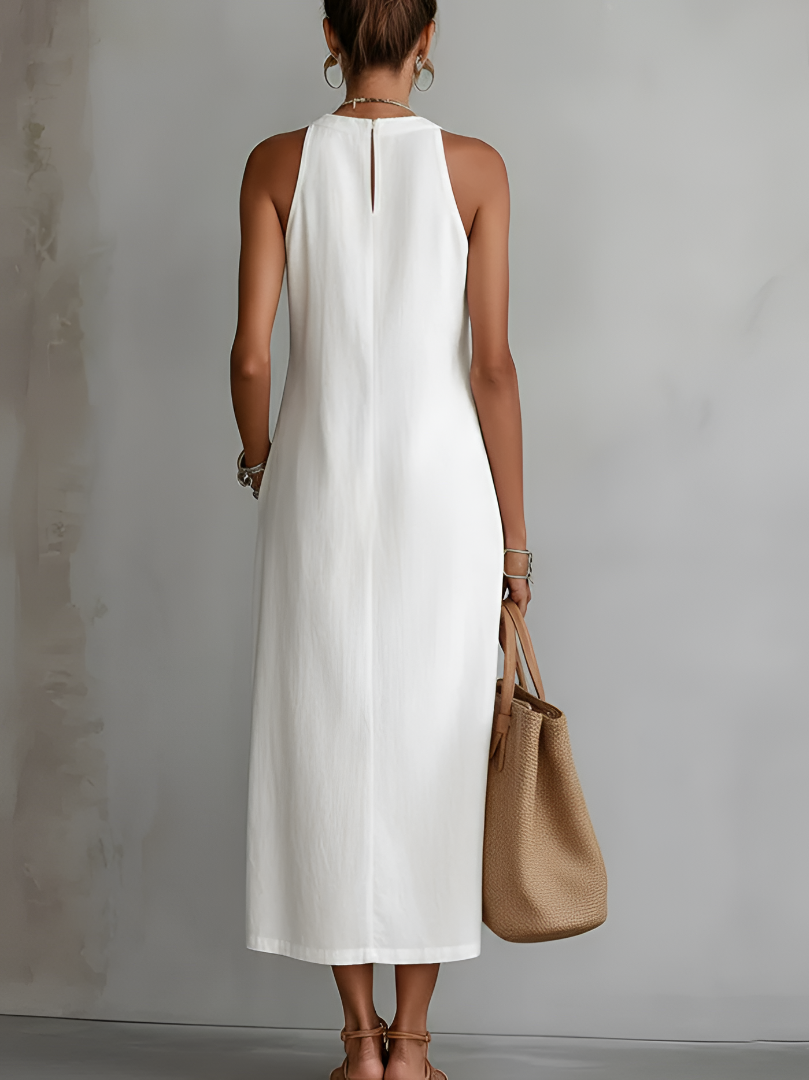 JIMENA | Robe Midi avec Col Mandarin