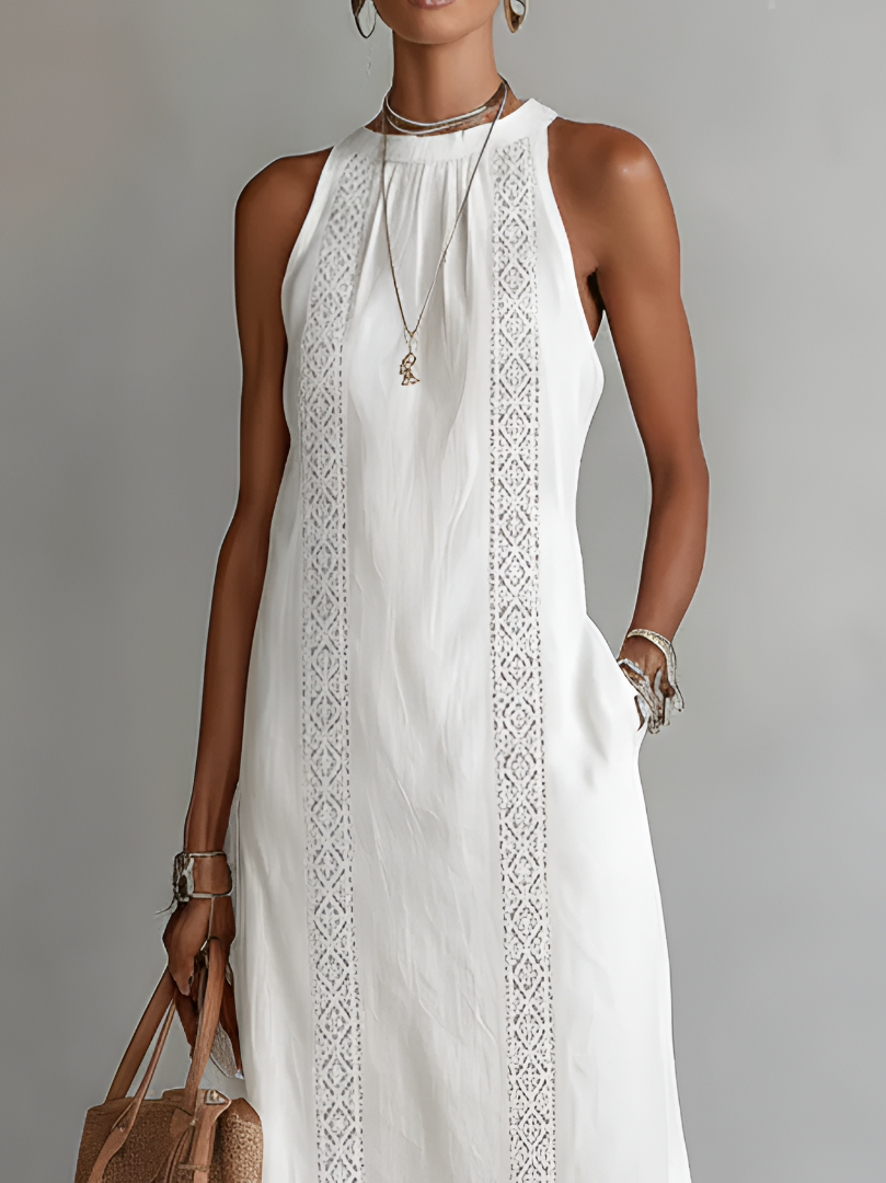 JIMENA | Robe Midi avec Col Mandarin
