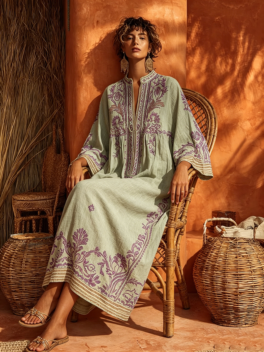 Celestina | Robe boho brodée au charme méditerranéen