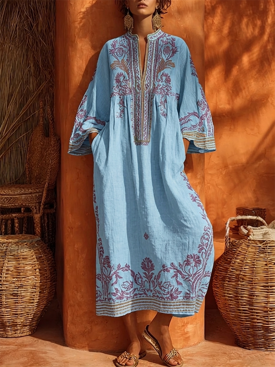 Celestina | Robe boho brodée au charme méditerranéen