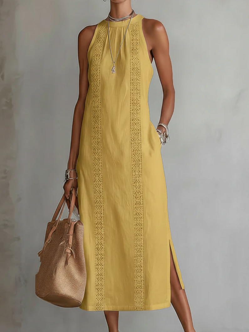 JIMENA | Robe Midi avec Col Mandarin