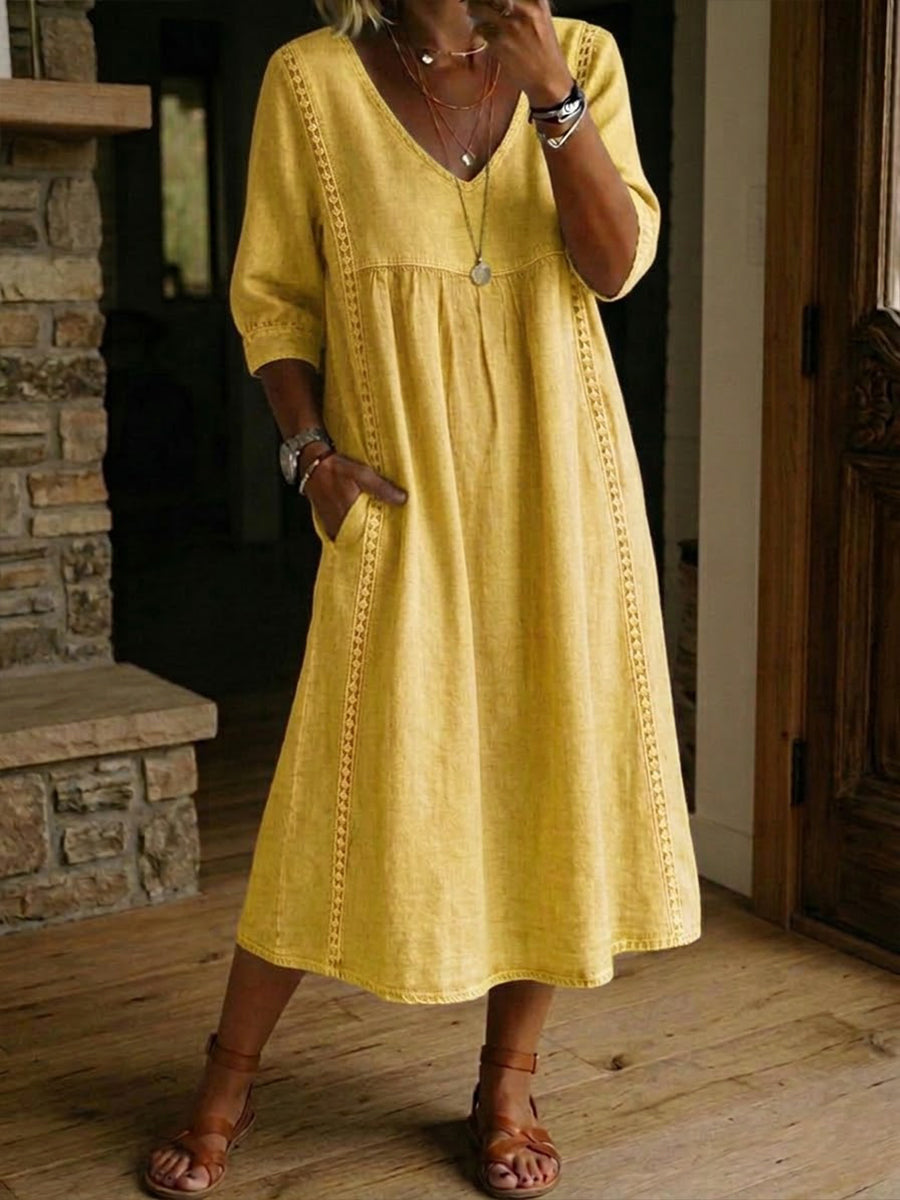 Rossana | Robe Ample En Lin Et Coton Avec Dentelle
