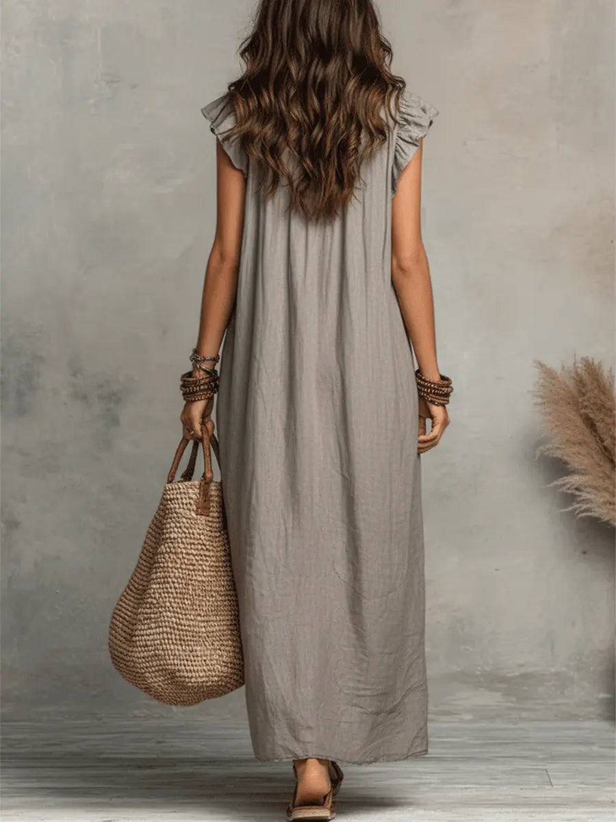 Camélia | Robe Longue Bohème En Lin Et Coton